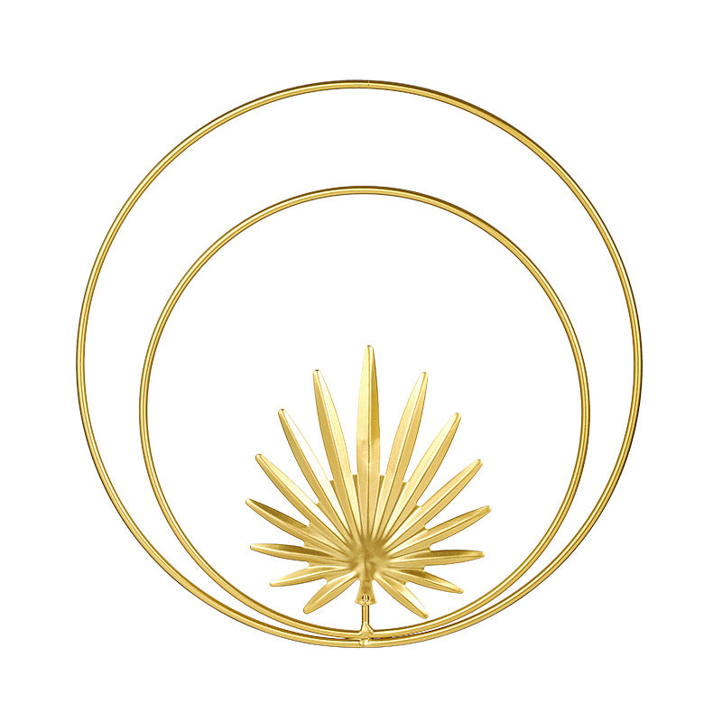 Golden Leaf Metal Wall Décor – Fan Palm Double Ring