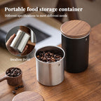 Stainless Steel Coffee and Tea Canister with Wooden Lid