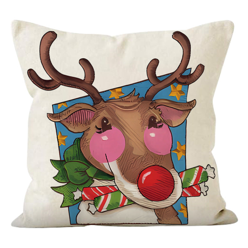 Reindeer Print Christmas Cushion Cover (45 x 45 cm)