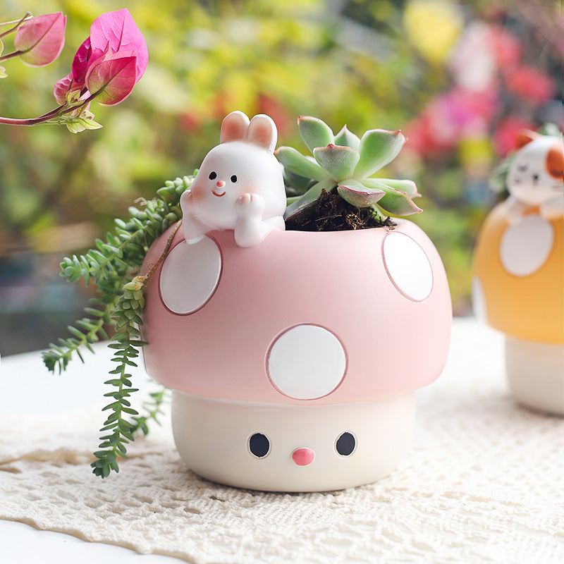 Mushroom Animal Resin Planter – image 5