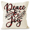 Red Plaid Christmas Cushion Cover – Reindeer, Snowflake & Truck (45 x 45 cm)