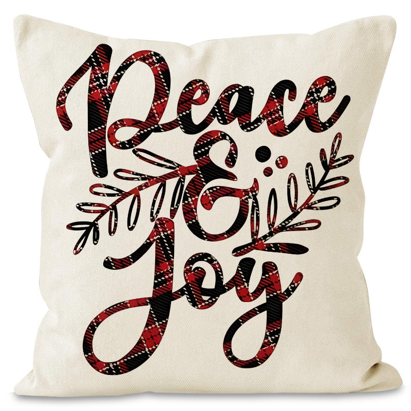 Snowflake Check & Reindeer Christmas Cushion Cover (45 x 45 cm)
