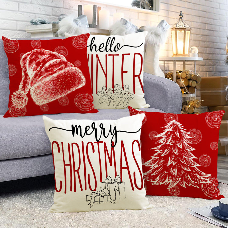 Santa Hat & Christmas Tree Cushion Cover (45 x 45 cm)