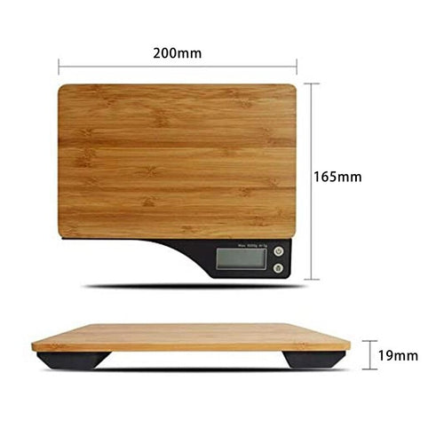 Bamboo digital kitchen scale dimensions 200 x 165 x 19 mm