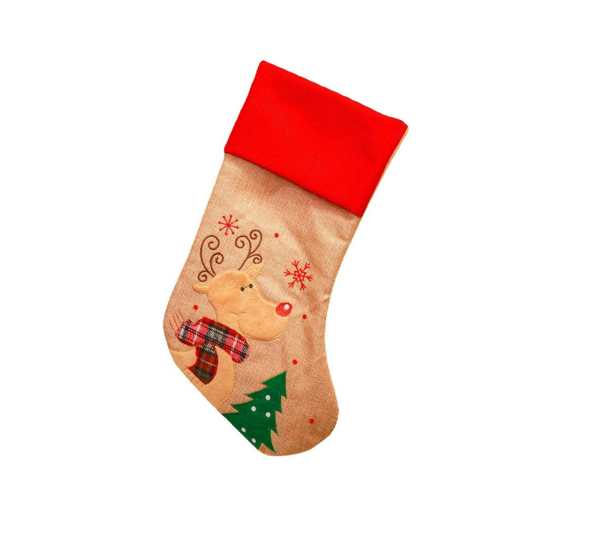 Linen-Look Christmas Stocking – Santa, Snowman or Reindeer (46 cm)
