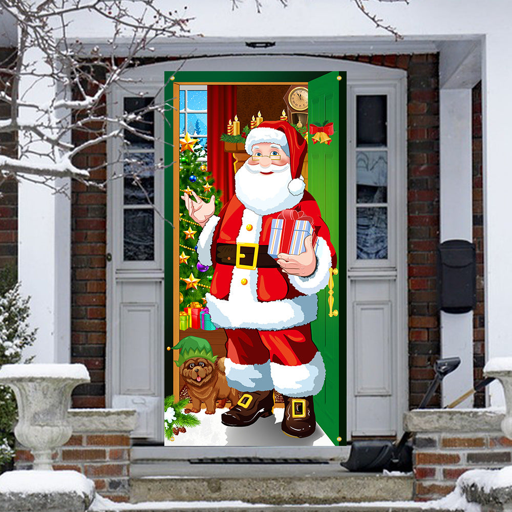 Santa & Puppies Christmas Door Banner (185 x 90 cm)
