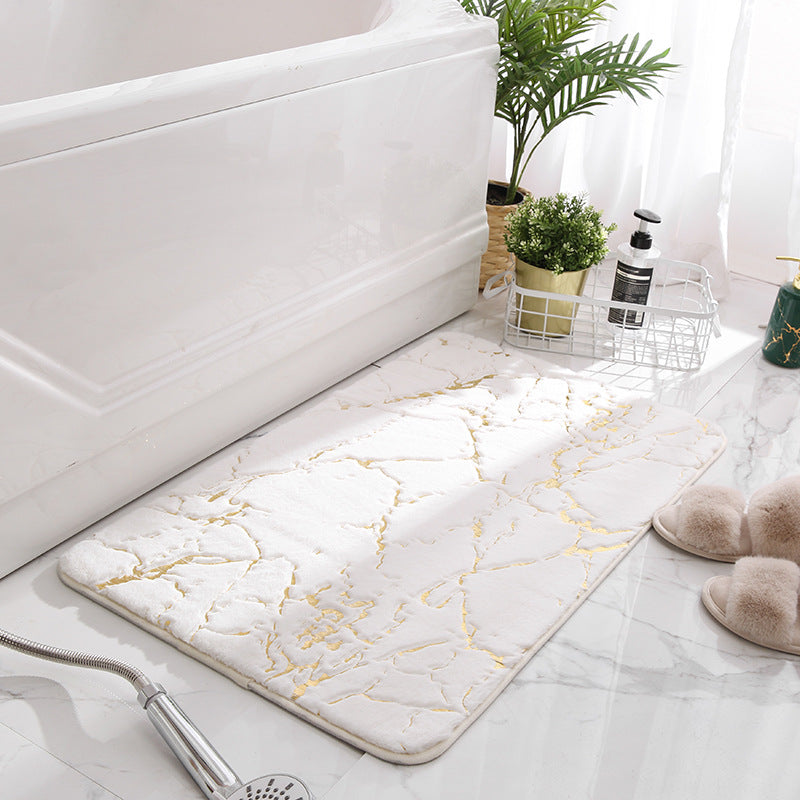 Gold Marble Plush Bath Mat – Soft, Absorbent & Non-Slip