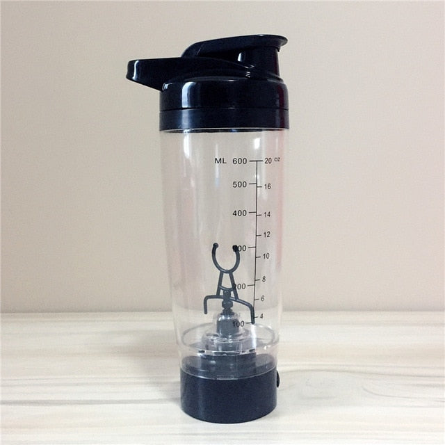 Electric protein shaker bottle in black