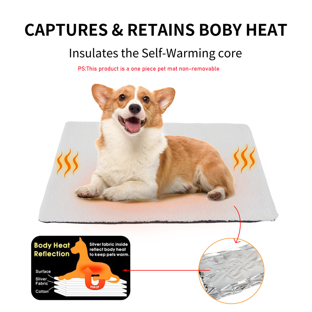 Self-Heating Pet Mat – No Electricity Needed (95 x 65 cm)