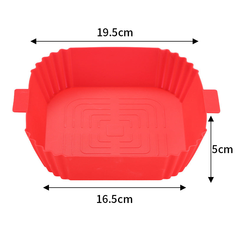 Square silicone air fryer liner in red