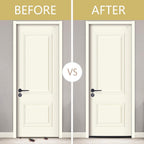 Door before and after fitting a draught excluder
