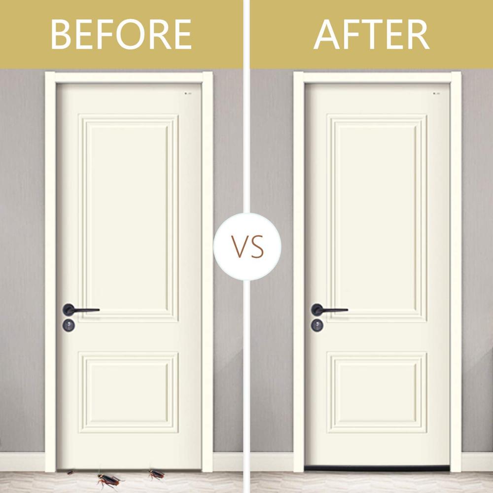 Door before and after fitting a draught excluder