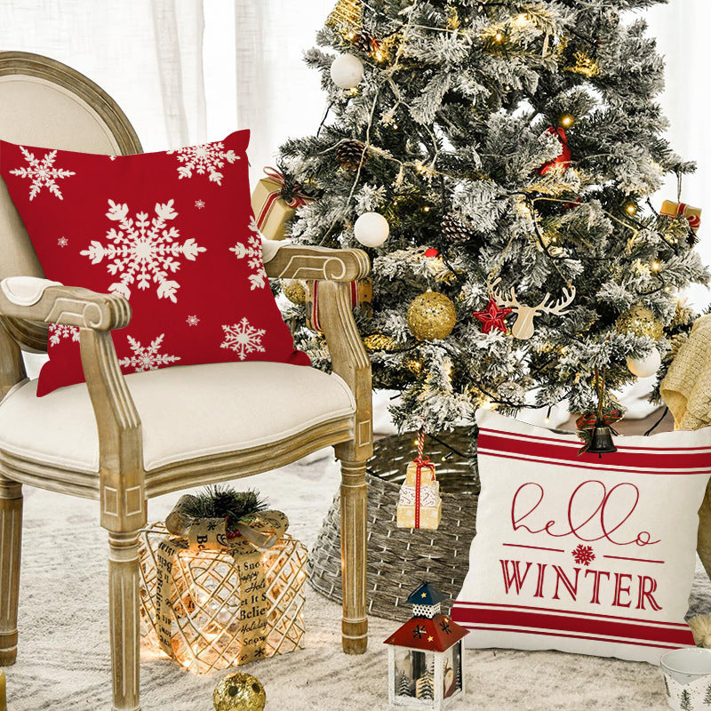 Snowflake Check Christmas Cushion Cover (45 x 45 cm)