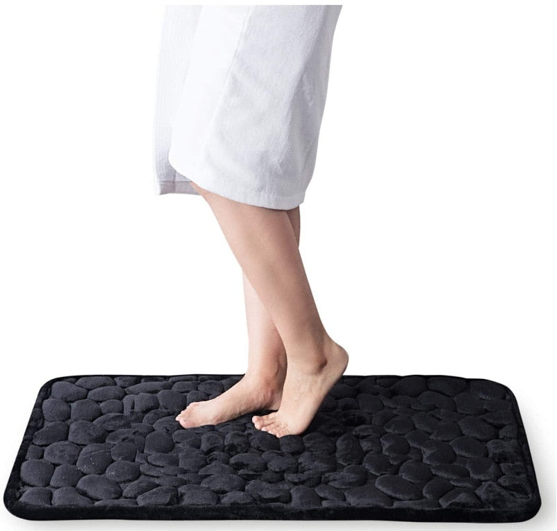 Cobblestone Memory Foam Bath Mat – Black
