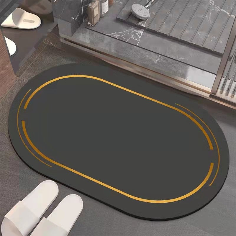 Quick-Dry Diatomite Bath Mat – Black & Gold