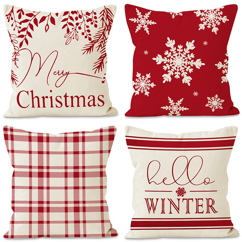 Snowflake Check Christmas Cushion Cover (45 x 45 cm)