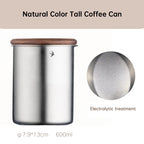 Stainless Steel Coffee and Tea Canister with Wooden Lid
