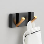 Folding Wall Hook Rack – Black & Gold Coat and Towel Hooks