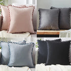 Velvet Pom-Pom Cushion Cover