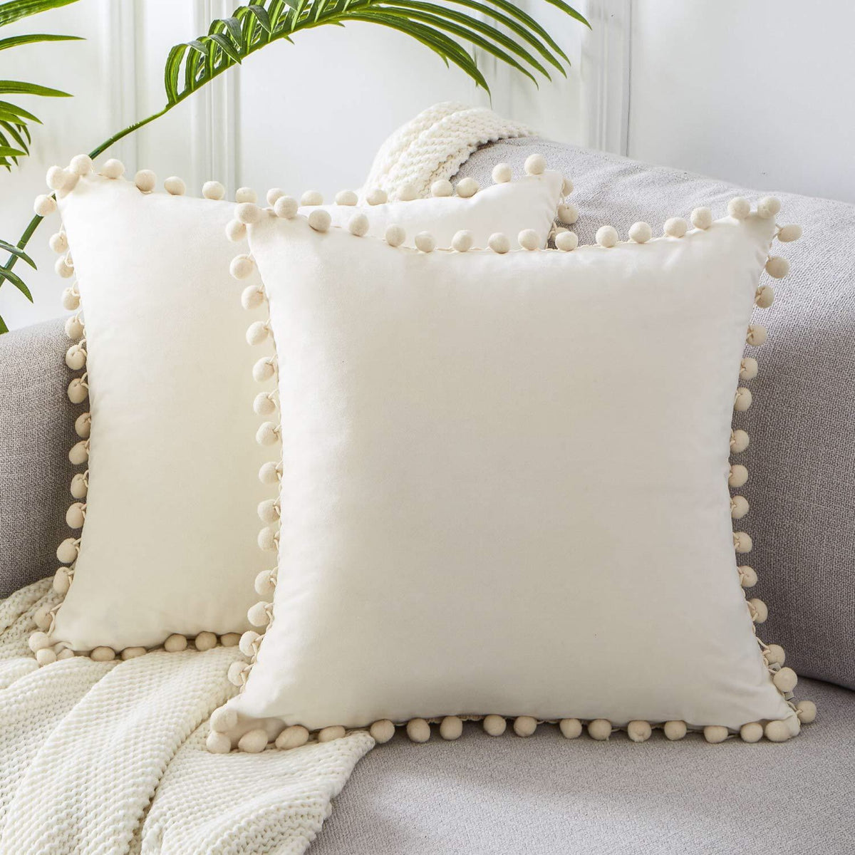 Velvet Pom-Pom Cushion Cover – image 5