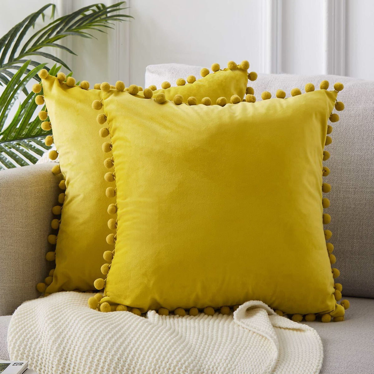 Velvet Pom-Pom Cushion Cover – image 8