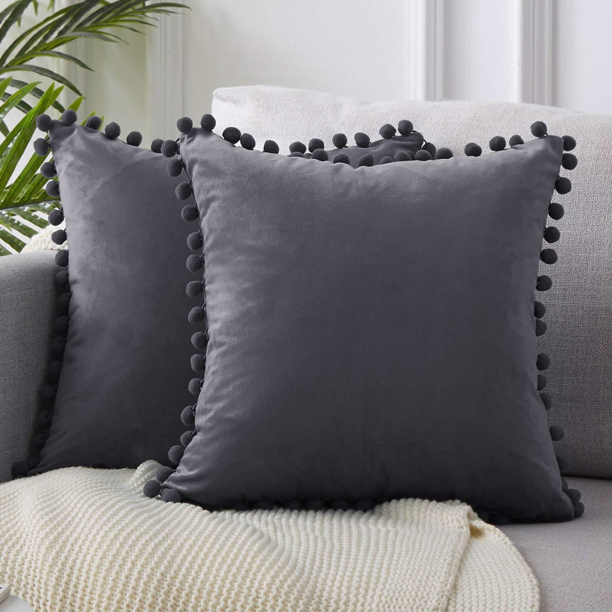 Velvet Pom-Pom Cushion Cover – image 12