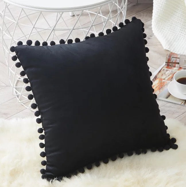 Velvet Pom-Pom Cushion Cover – image 3
