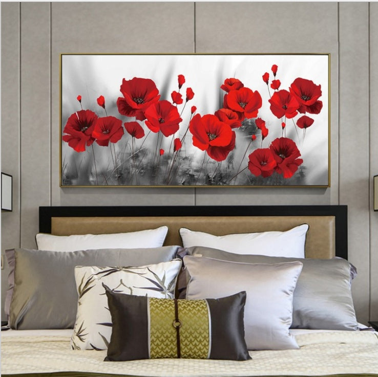 Red Poppy Field Canvas Print – Unframed Panoramic Wall Art – image 5