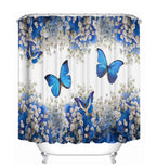 Blue Butterfly Shower Curtain & Bath Mat Set – image 2