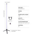 Slim RGB LED corner floor lamp on a tripod stand glowing in colour