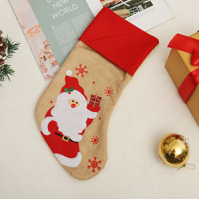 Linen-Look Christmas Stocking – Santa, Snowman or Reindeer (46 cm)