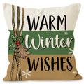 Winter Woodland Cushion Cover – Pine Trees, Cabin & Lettering (45 x 45 cm)