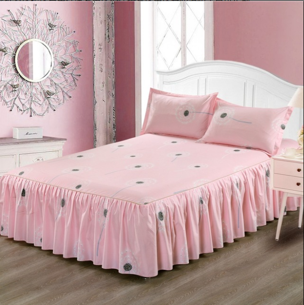 Ruffled Bedspread Set with Pillowcases – Double-Layer Skirt