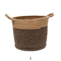 Woven rope laundry and storage basket with handles