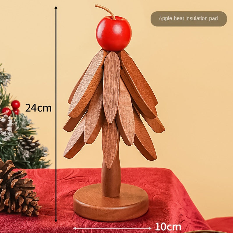 Wooden Christmas Tree Coaster Set – Stackable Trivet & Festive Table Decoration
