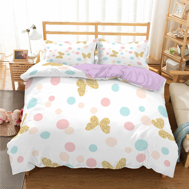 Butterfly & Stripe Duvet Cover Set – Kids & Teens