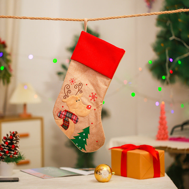 Linen-Look Christmas Stocking – Santa, Snowman or Reindeer (46 cm)