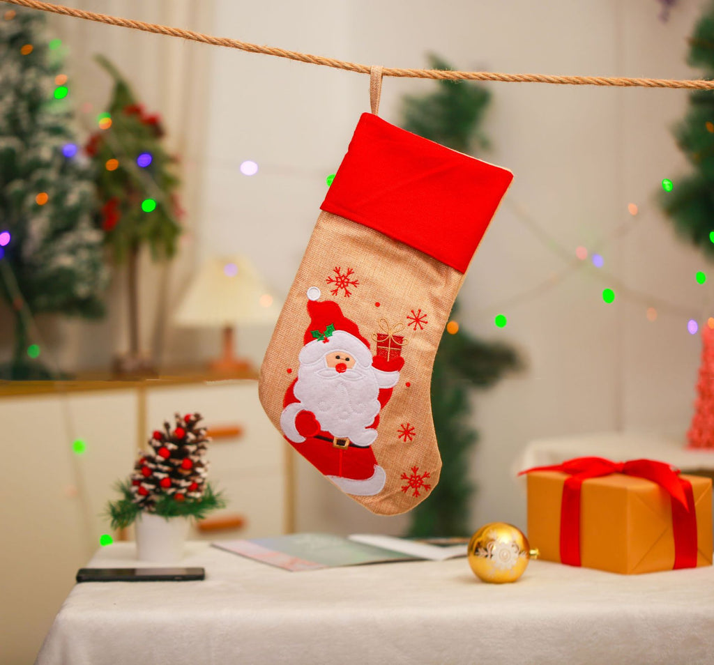 Linen-Look Christmas Stocking – Santa, Snowman or Reindeer (46 cm)