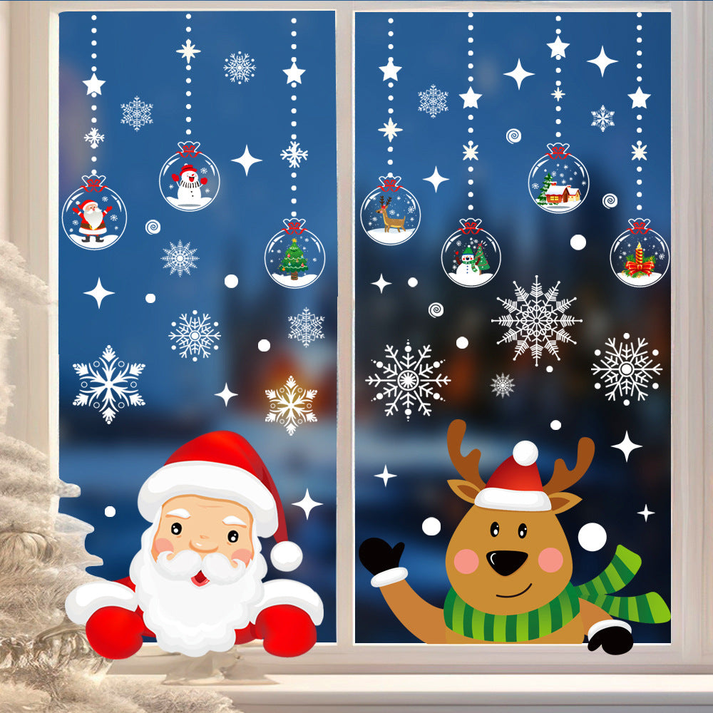 Christmas Window Stickers – Static Cling Santa, Reindeer & Snowflake Decals (4 Sheets)