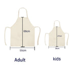 Cat Print Kitchen Apron – Cotton Linen, Adult and Kids