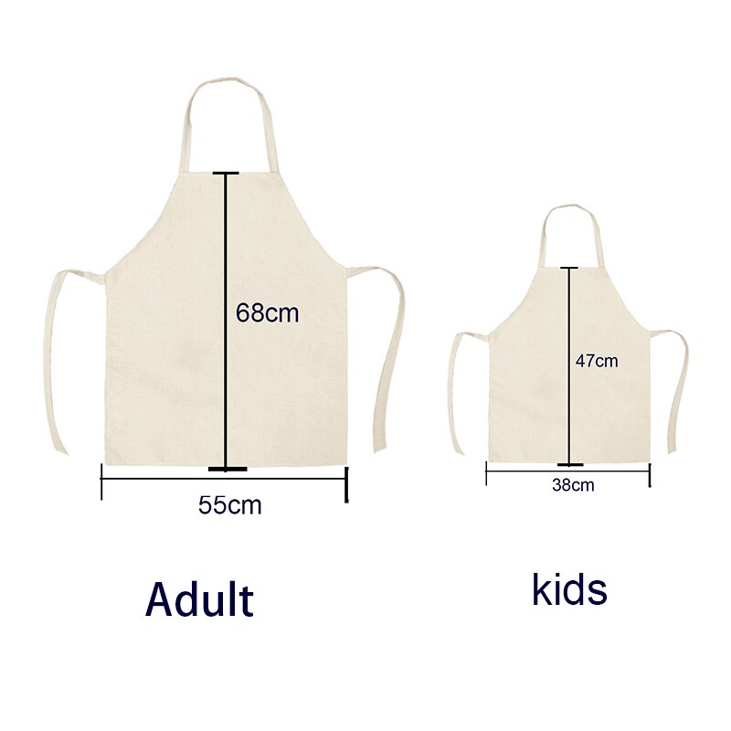 Cat Print Kitchen Apron – Cotton Linen, Adult and Kids