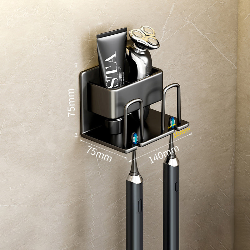 Wall-Mounted Toothbrush Holder – No-Drill Aluminium Rack with Optional Cups