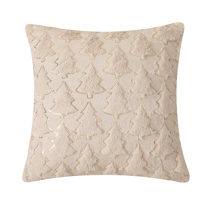 Christmas Tree Plush Cushion Cover – Snowflake White