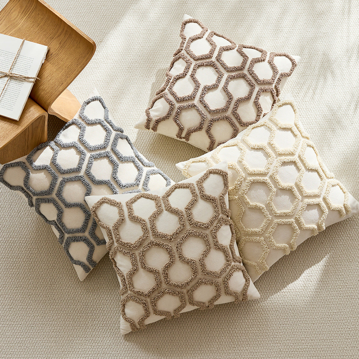 Textured Tufted Geometric Cushion Cover – 45 x 45 cm – image 2