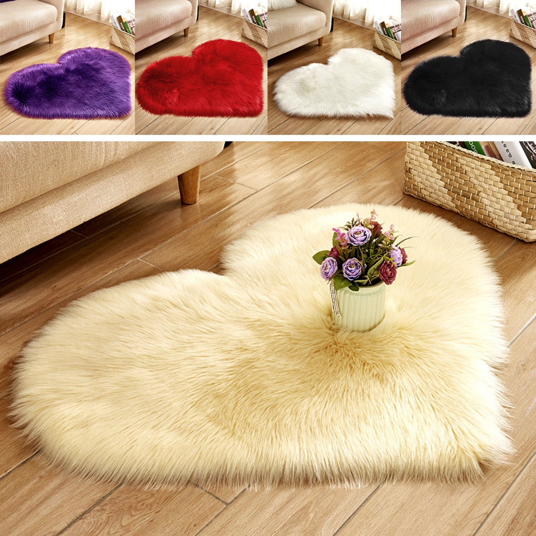 Love Heart Faux Fur Rug – image 6