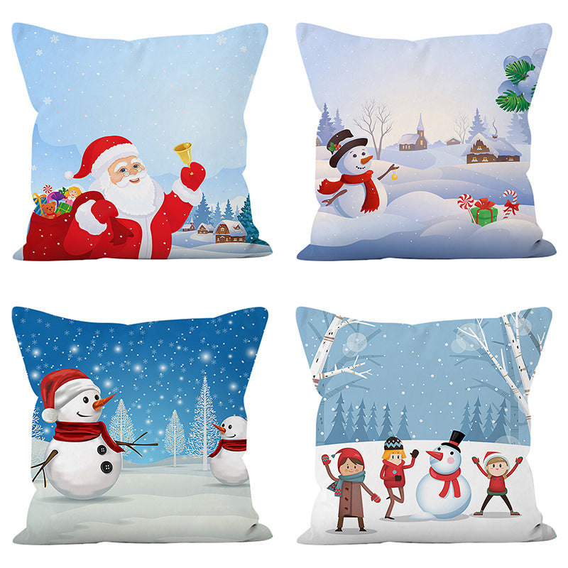 Super Soft Santa & Snowman Christmas Cushion Cover (45 x 45 cm)
