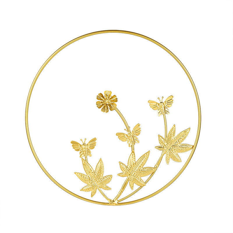 Golden Leaf Metal Wall Décor – Maple Leaf & Butterfly