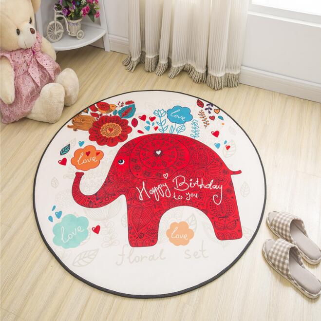 Soft Children’s Round Play Mat – Red Elephant