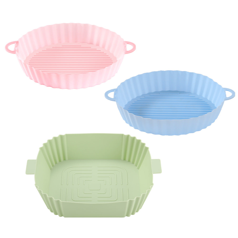 Pink, blue and green silicone air fryer liners