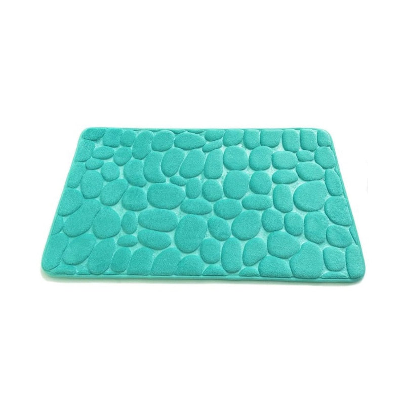 Cobblestone Memory Foam Bath Mat – Lake Blue